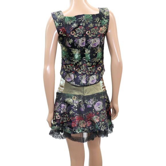 Stunning Lolita Asian Ornate 2-Piece Bustier Mini Skirt Set Size S - Picture 4 of 5